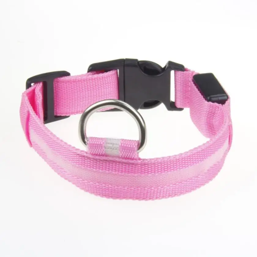 Регулируемая безопасность домашних животных собака светодиодный мерцающий ночник нейлоновый ошейник usb зарядка Perros Mascotas аксессуары Collier Chien@ 40 - Цвет: Pink