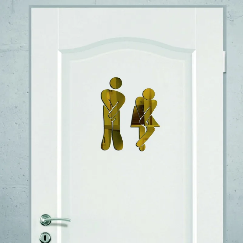 3D Acrylic Stereo Mirror Wall Toilet Bathroom Men and Women Logo Decoration door Sticker DIY Creative Public WC Boy Girl Logo (3)