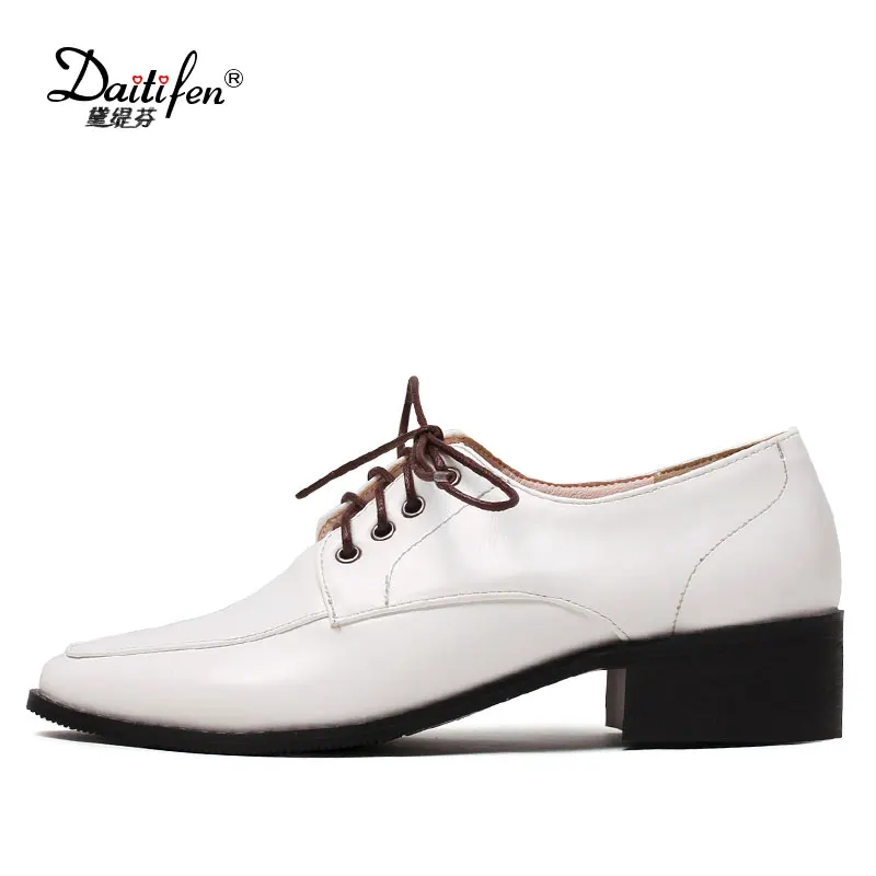 

Daitifen Spring Oxford Shoes Flats Shoes Women Patent Leather Lace Up Oxfords Shoes Square Toe Casual Women Flats Dress Shoes