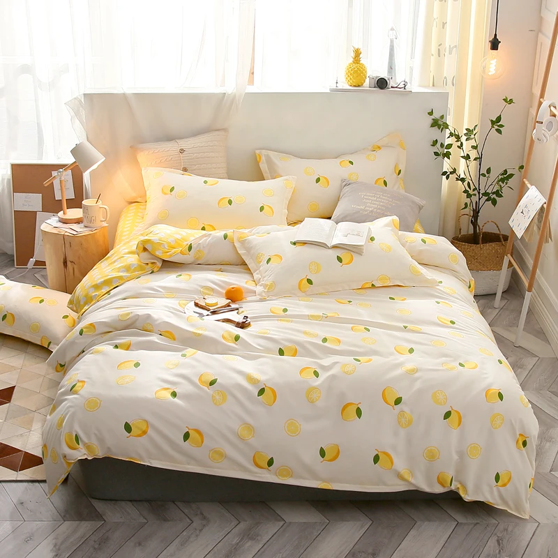Sisher Bedding set queen size Brief Quilt cover king sets Bedclothes linen Duvet covers Single Pillowcases Nordic Quilts Yellow