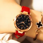 <+> Модный дизайн Starry Sky Watch Женские часы Xiaoya Женские часы Кожаный ремешок Кварцевые часы Женск ①
