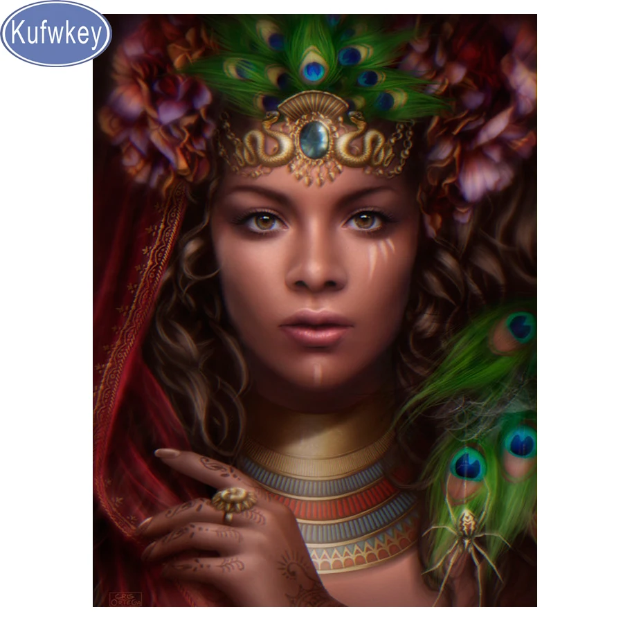 

Kufwkey Diamant Picture Mosaic pattern 5d DIY Diamond Painting"Peacock/feathers/elf"Square round Diamond Embroidery sale