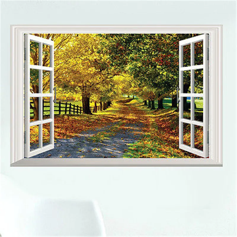 

Removable Nice Maple Tree Boulevard 3D Window Wall Decal Sticker Mural Home Decor Decoration Stickers PVC Art