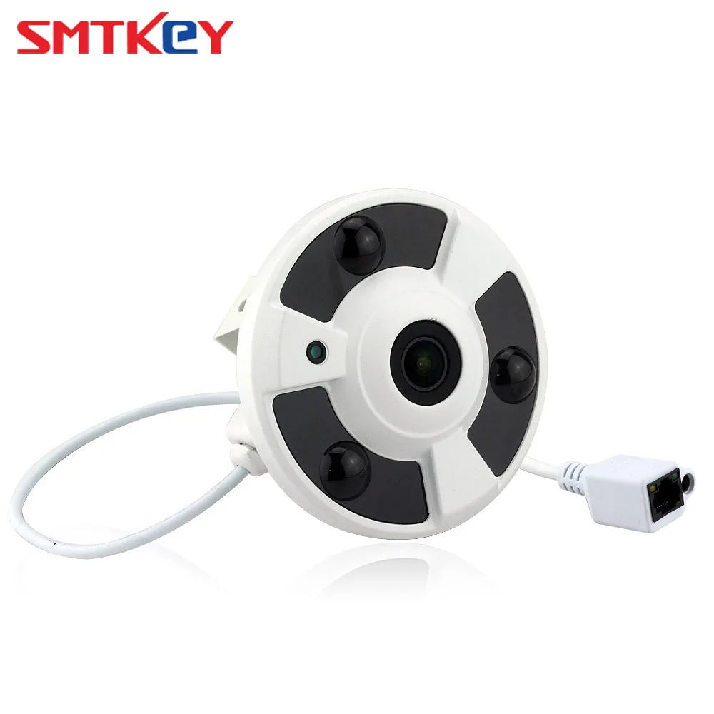 

SMTKEY Wide Panoramic View Fisheye 1.7mm Fish eye lens 1.3MP Onvif Starlight IP Camera