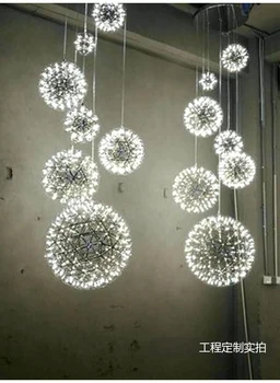 

Modern brief Loft spark ball LED Pendant Light fixture Firework Ball stainless steel pendant Lamps home deco lighting 110-240V