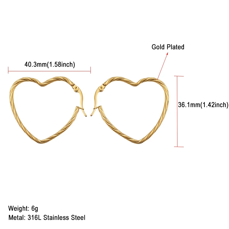 Топ Мода, любовь, сердце серьги для женщин золото/серебро цвет нержавеющая сталь, романтичное кольцо серьги женские модные ювелирные изделия - Окраска металла: 1701 Gold