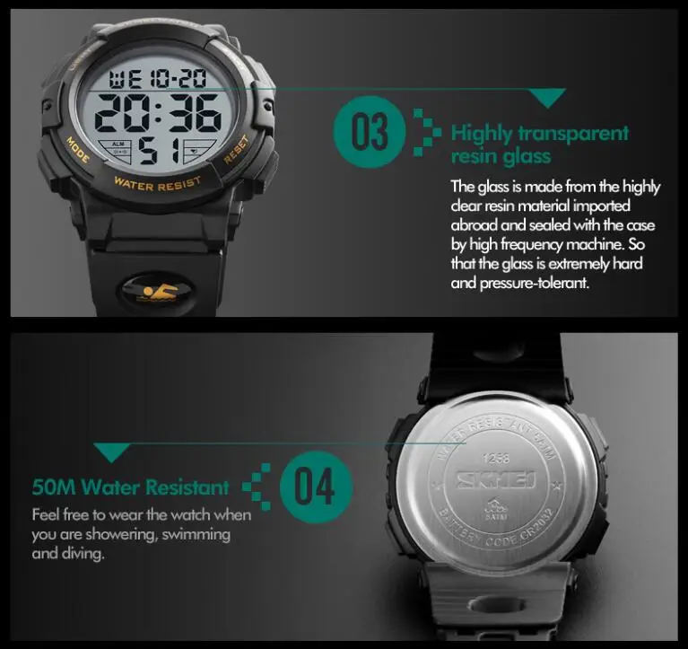 SKMEI моды Для мужчин спортивные часы Водонепроницаемый 50 м открытый цифровые часы Для мужчин плавание наручные часы Reloj Hombre Montre Homme