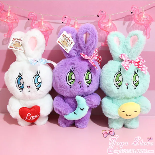 

New 3 style Cute big eyes rabbit plush toys Colorful ribbon bowknot bunny stuffed doll girls birthday gift 28CM