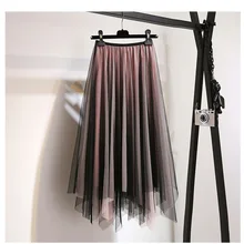 Новинка года; сезон весна; юбка с завышенной талией; Необычные Юбки с сеткой или длинные юбки с вуалью