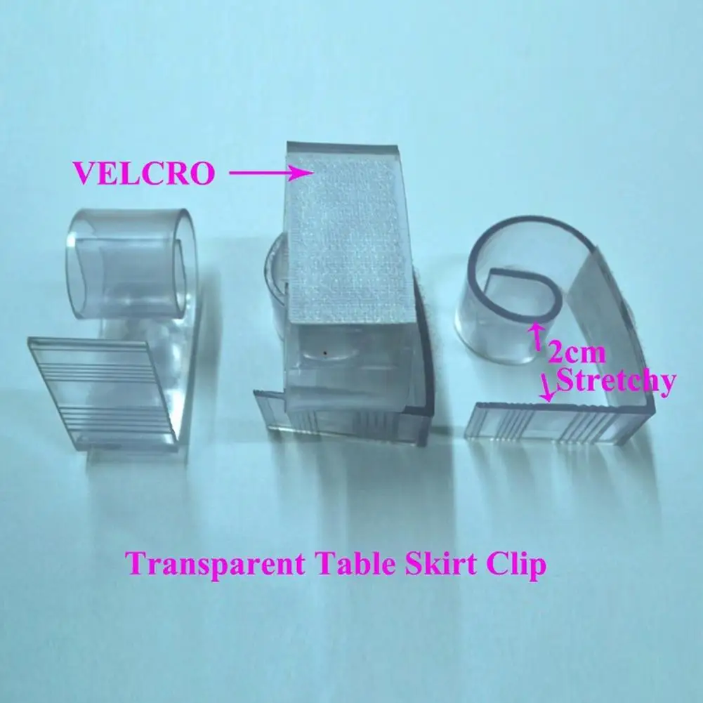 Adeeing 12PCS Plastic Table Skirt Clip with Hook& Loop Elastic Retaining Clamp for Table Cover