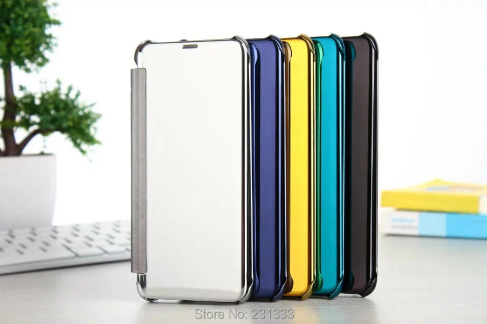 

C-Ku Plating Mirror Smart Touch View Flip Leather Wallet Pouch Case For Samsung Galaxy S9 S8 PLUS J3 2017 J5 J7 Cover 1pcs
