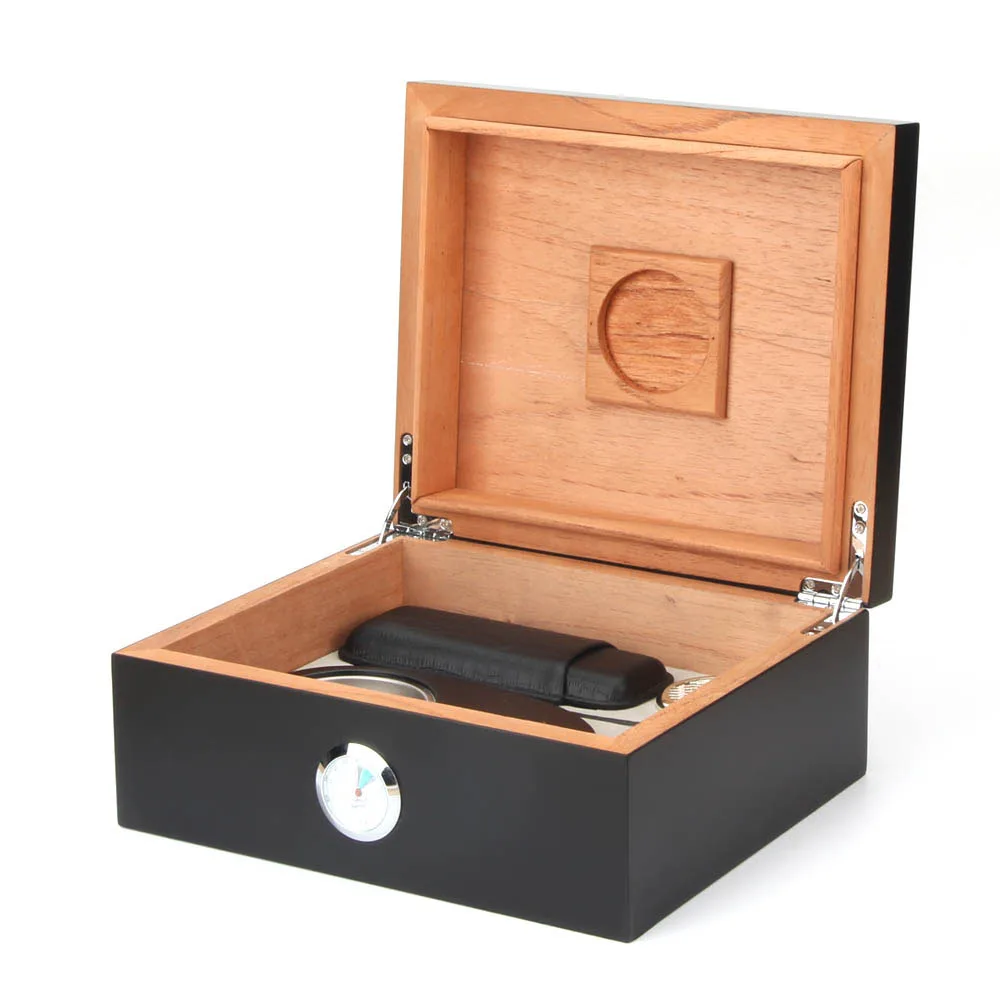 Cedar Wood High grade quality black cigar humidor box ...