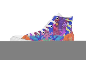 

Funky python Design breathable Casual High Top lace-up Canvas shoes sneakers For Drop shipping