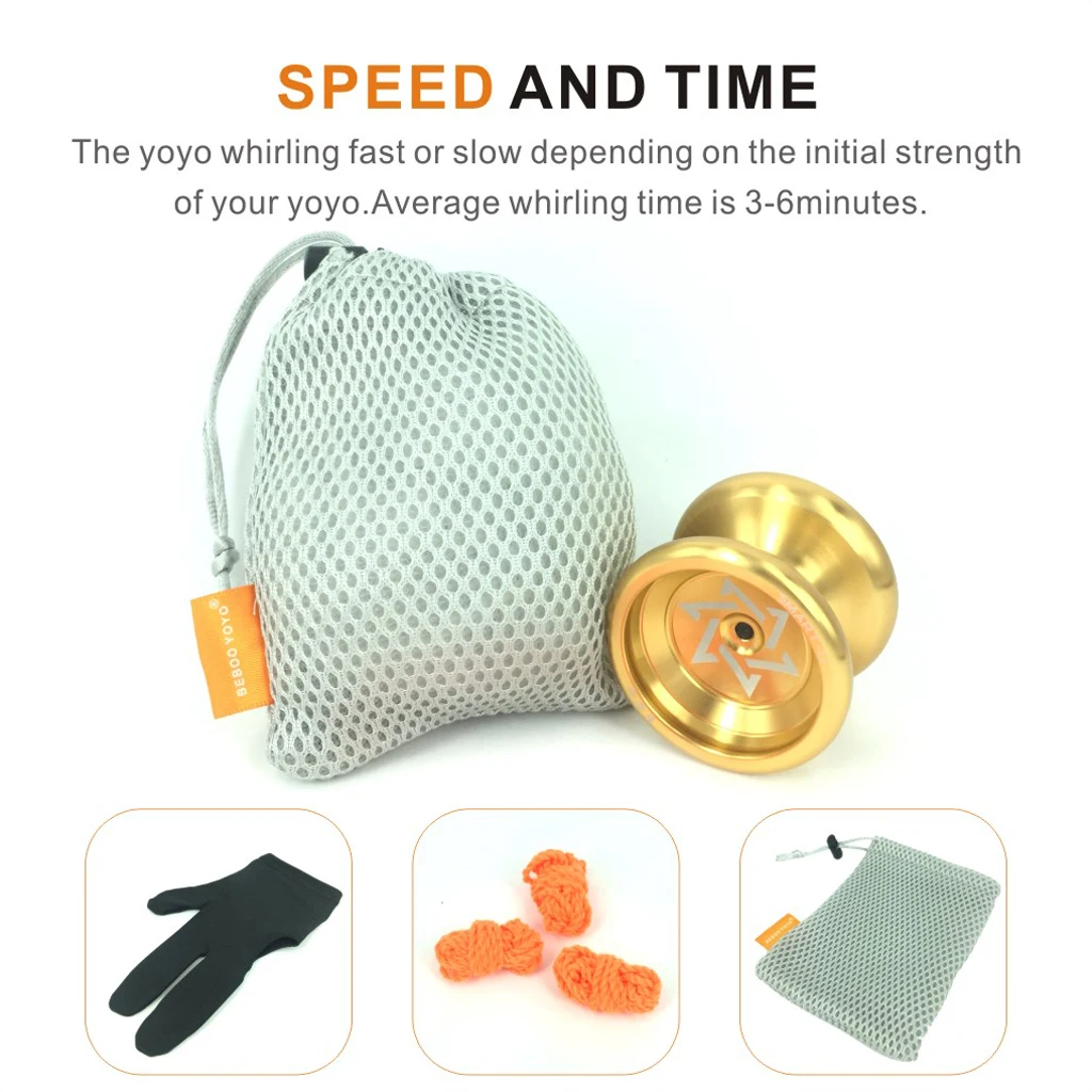 Cool Aluminum Professional YoYo Ball Bearing String Trick Alloy Gold Chinese Yo Yo Set