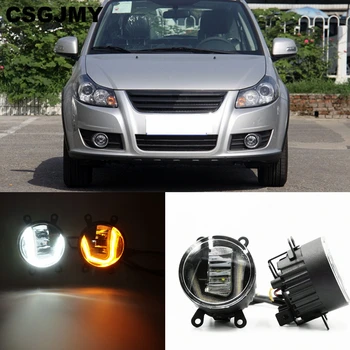 

3-IN-1 Functions LED DRL Daytime Running Light Car Projector Fog Lamp with yellow signal For Suzuki SX4 2011 - 2016 2017 2018