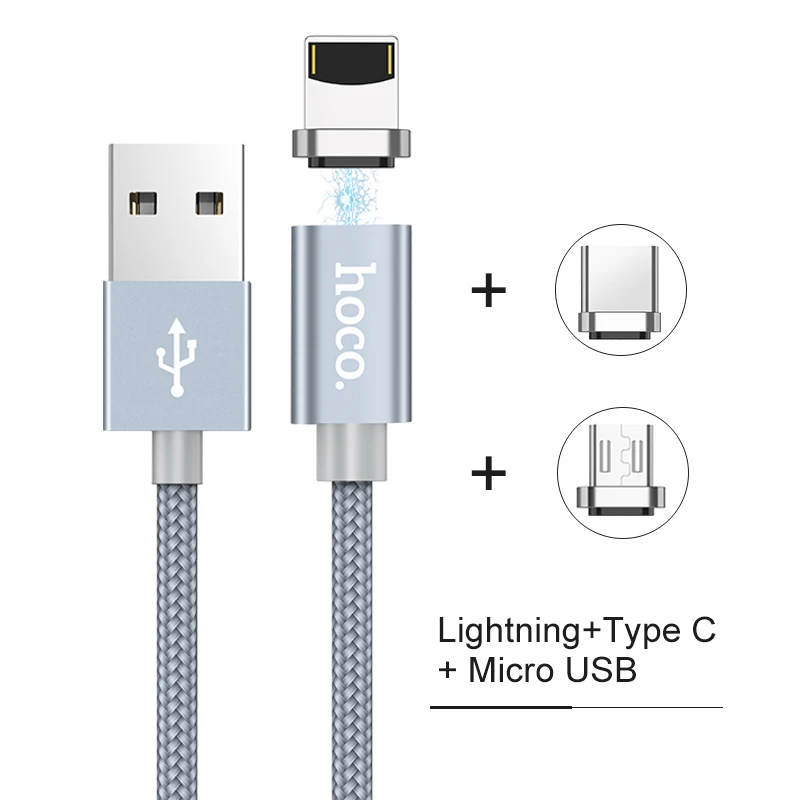 НОСО 3 в 1 Зарядка через usb Магнитный кабель Micro USB/Тип usb C/Lightning Быстрая Зарядка адаптер Магнит кабель для android iOS - Цвет: 3 in 1