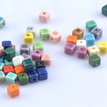 

mixed color square Ceramic Beads, Spacer Beads Fit Jewelry 8mm 60pcs YKL0531
