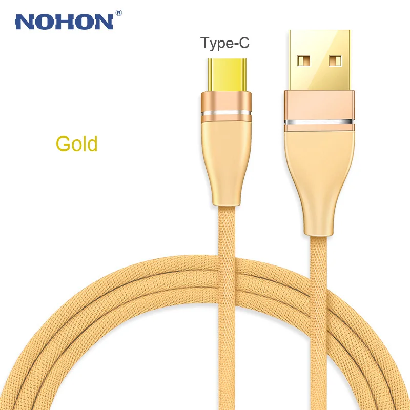 NOHON 3 в 1 USB кабель позолоченный USB кабель для зарядного устройства для iPhone 8 7 6 6S Plus iOS 10 9 8 type C Micro USB-C кабели для телефонов Android - Цвет: For Type-C Gold