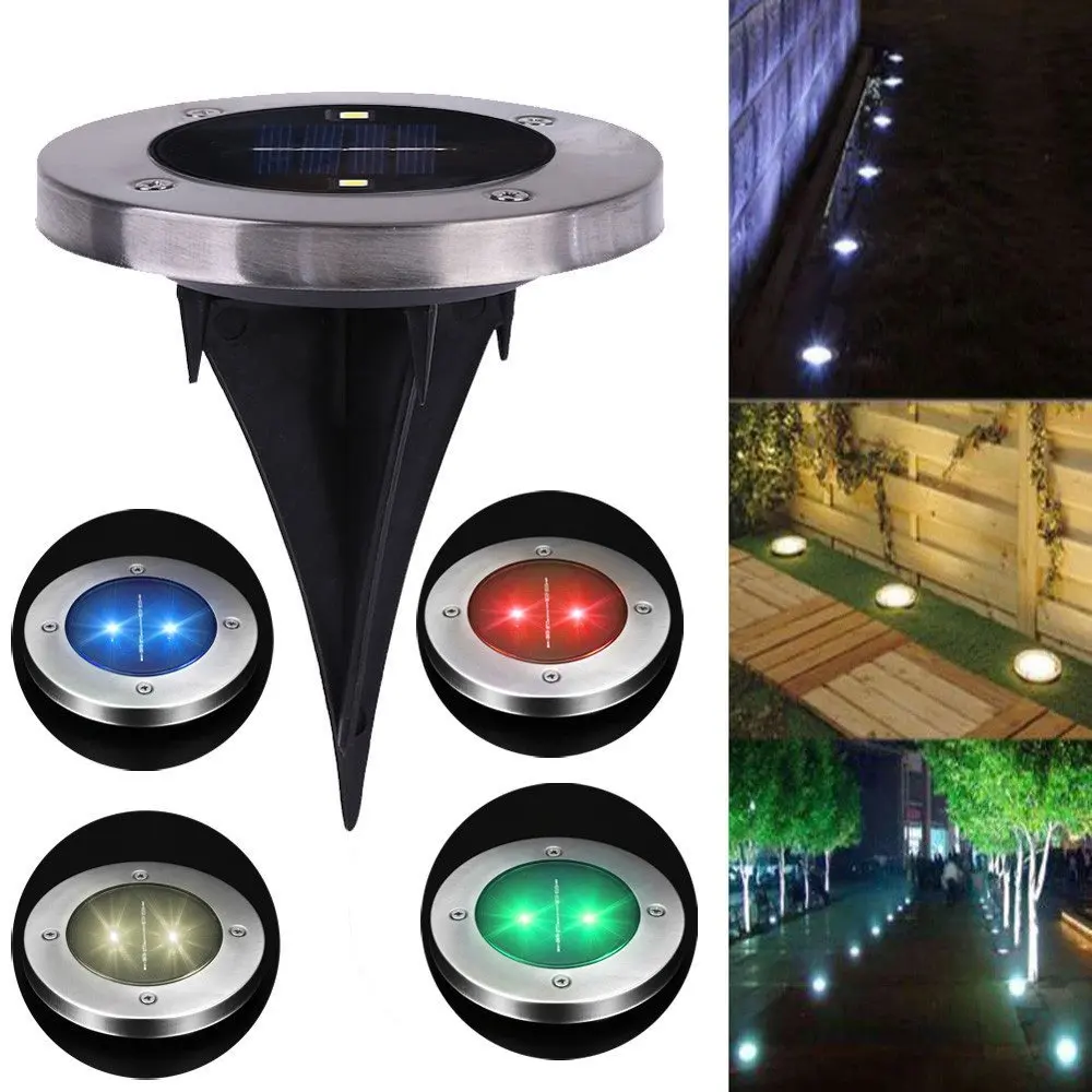 

2 LED Solar Ground Lamp IP65 Waterproof Outdoor Garden Decoration Landscape Lawn Path Stair Underground Buried Night Light