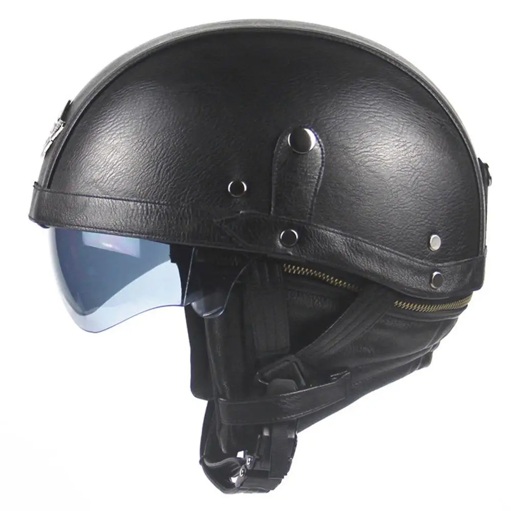 

Harley Motorcycle Helmets Retro Personality Unisex Half-helmet Summer Pedal Motorcycle Cruiser Leather Helmet Protector Kit