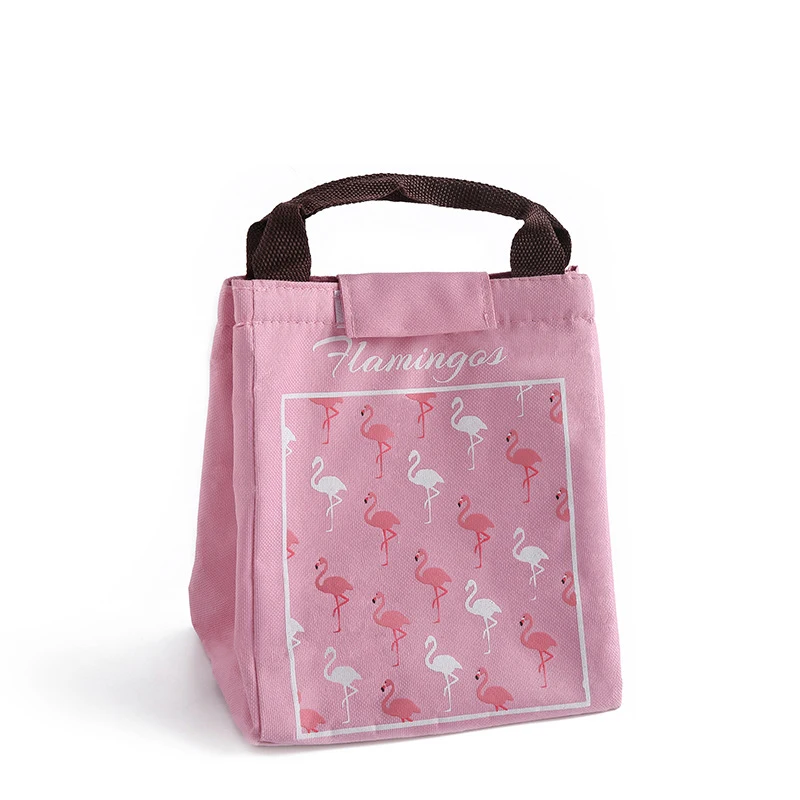 

Pink flamingo Portable Thermal Insulation Lunch Bag Cartoon Oxford Cloth Picnic Travel Lunch Box For Food