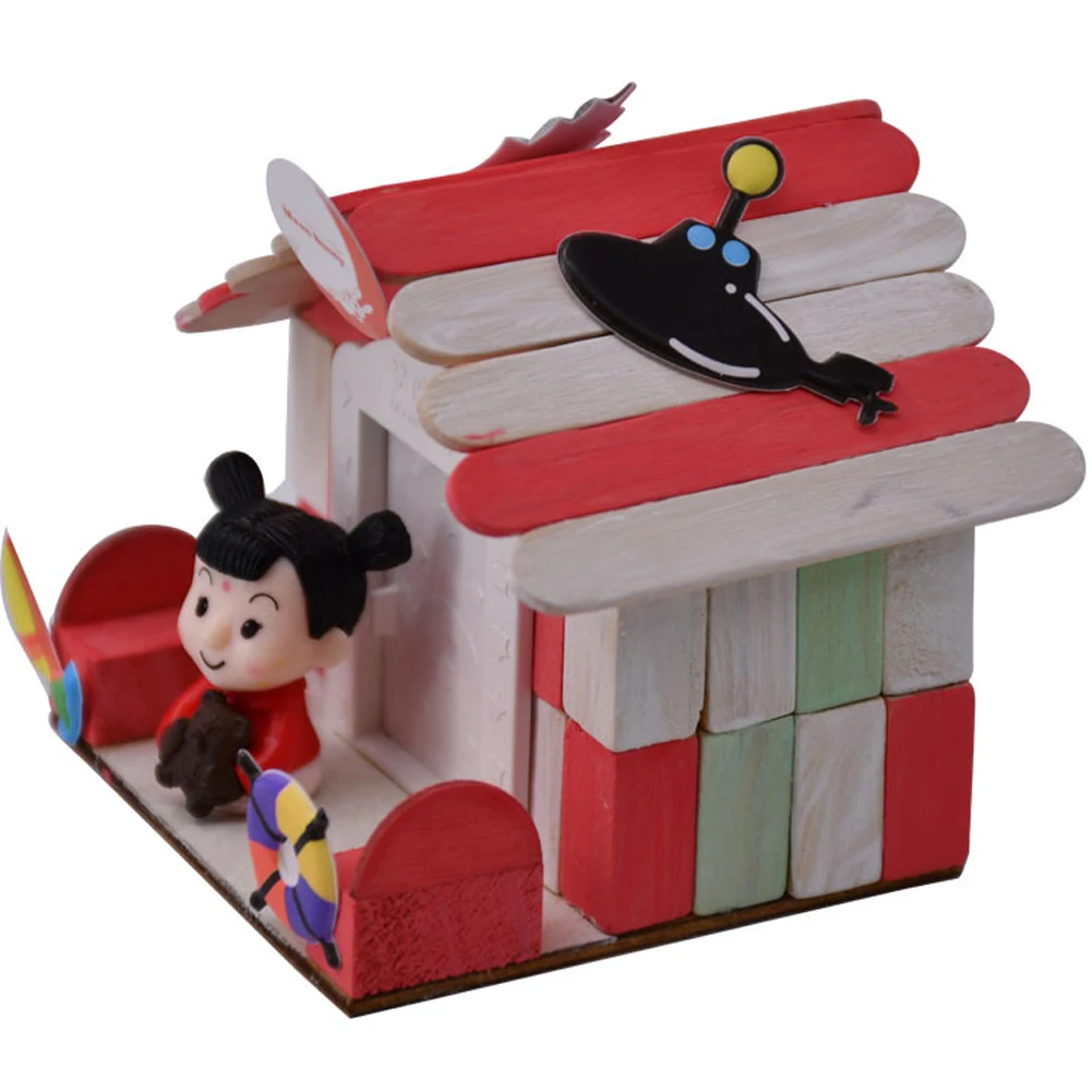

Decoration DIY Cottage Building Block Toy Wooden Model Play Accessories Early Learning For Children Home Learning Educational