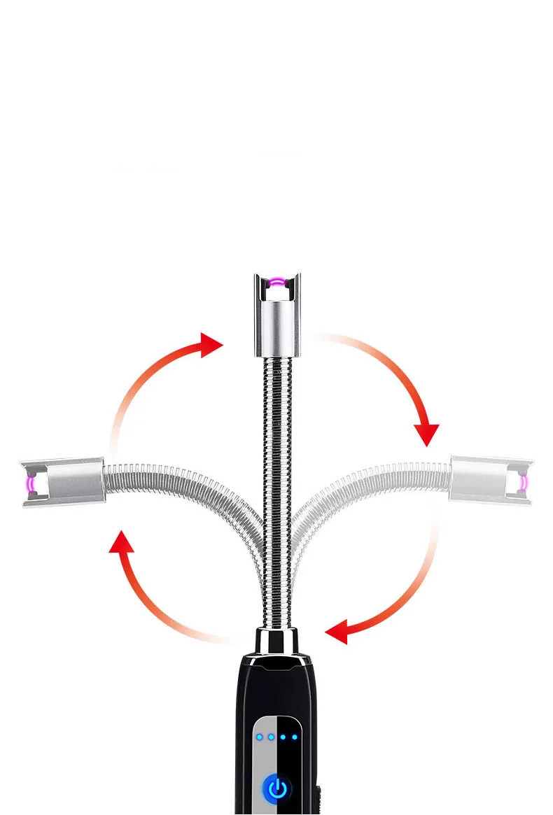 Светодиодный сенсорный выключатель с датчиком отпечатков пальцев, воспламенитель, USB импульсно-дуговая зажигалка, для барбекю, для кухни, для безопасности, ветрозащитный, локоть, электронный воспламенитель