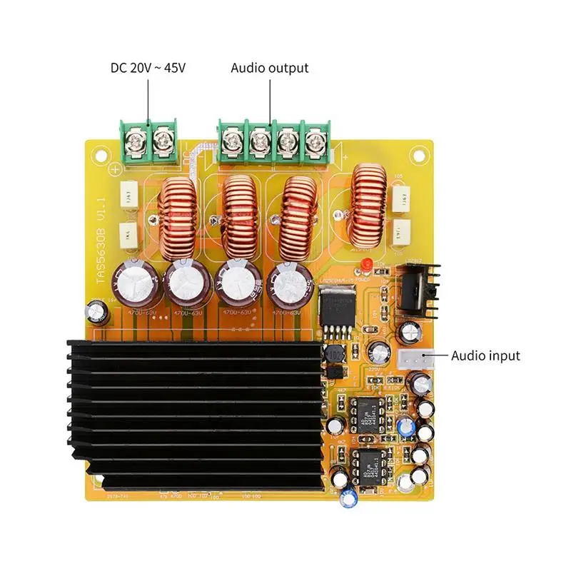 Tas5630 усилитель мощности аудио Плата 2X300 Вт Hifi стерео класса D Цифровые усилители домашний усилитель с Ad827 предусилителем