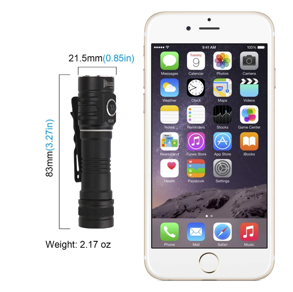 WUBEN E05 LED Flashlight EDC Mini Light 900 Lumens USB Rechargeable Waterproof Mini Torch with Battery Included Magnet Light
