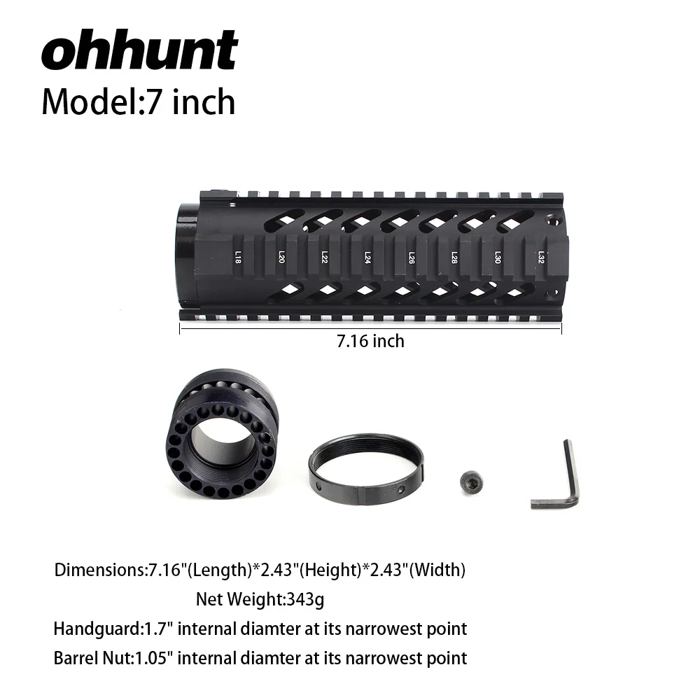 Ohhunt Тактический " 7" 1" 12" 1" бесплатно поплавок Quad Rail Handguad M4 AR15 M16 рейка Пикатинни Тип поручень RAS