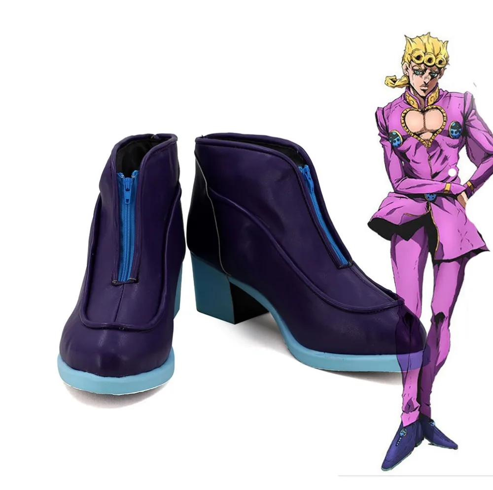 

JOJO's Bizarre Adventure Golden Wind Giorno Giovanna Cosplay Boots Purple Shoes Custom Made