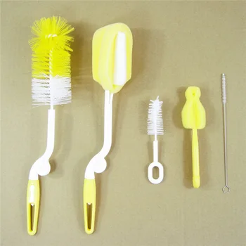 

5pcs/set baby Bottle Brush sponge plastic glass cup milk clearing newborn feeding nipple straw mother kids products accessories
