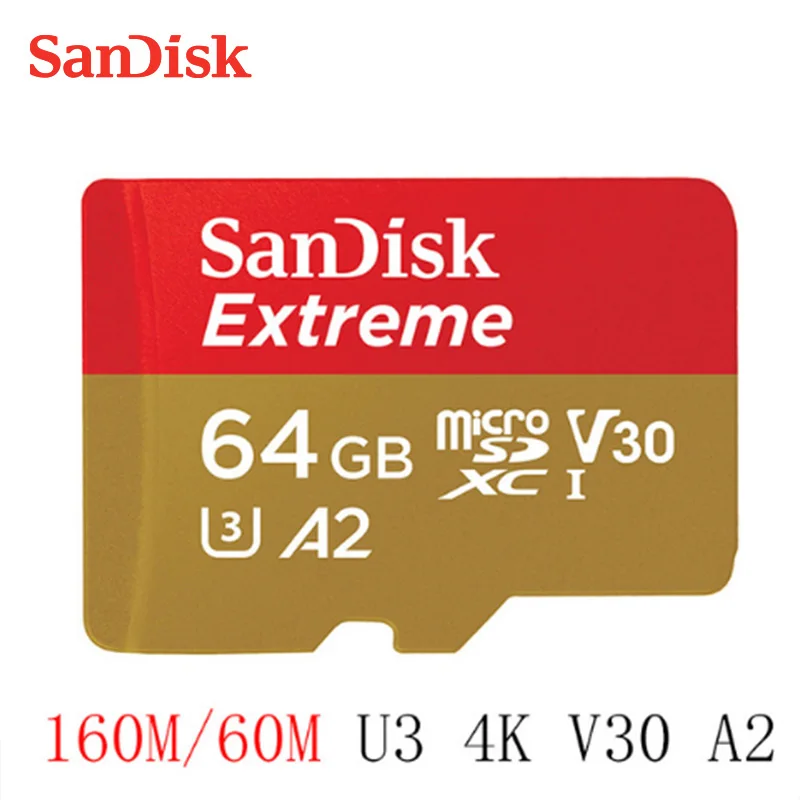 SanDisk Extreme Micro SD карта 32 Гб класс 10 U3 Макс 100 МБ/с./с 16 Гб 64 Гб microSD TF карта 128 ГБ microSDXC поддержка 4K
