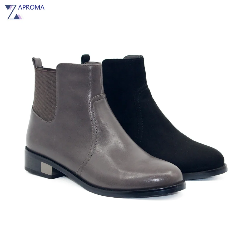 gray boots low heel