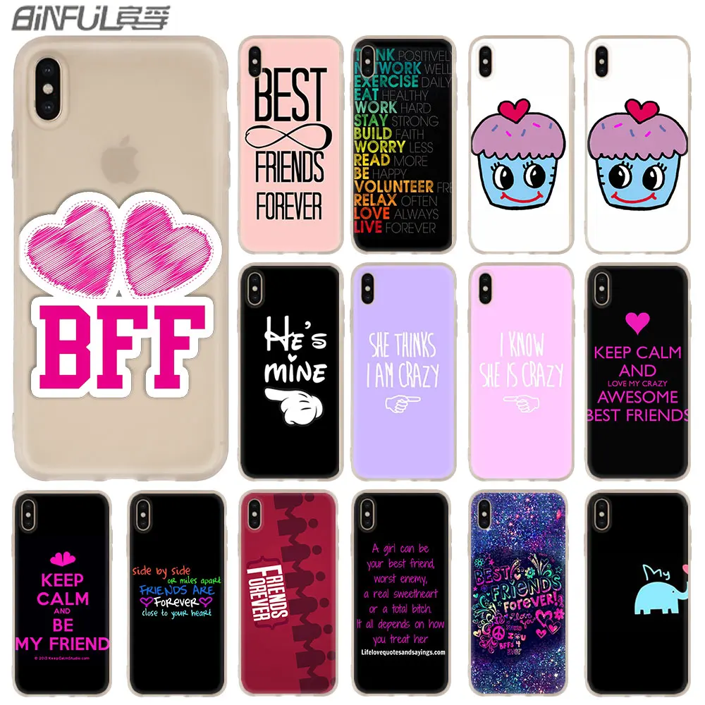 Силиконовый мягкий чехол для телефона Best Friends Girl iPhone 13 12 11 Pro X XS Max XR 8 7 6 Plus SE 2020 |