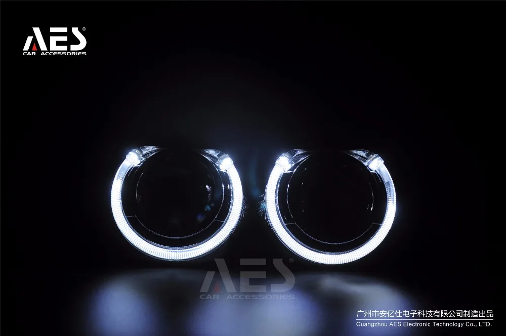 AES 2 шт. 3 дюйма светодиодный Integrated кожух день работает Ангельские глазки биксенон Би-светодиодный проектор кожухи объективов белый Цвет H1 H4 H7 фар