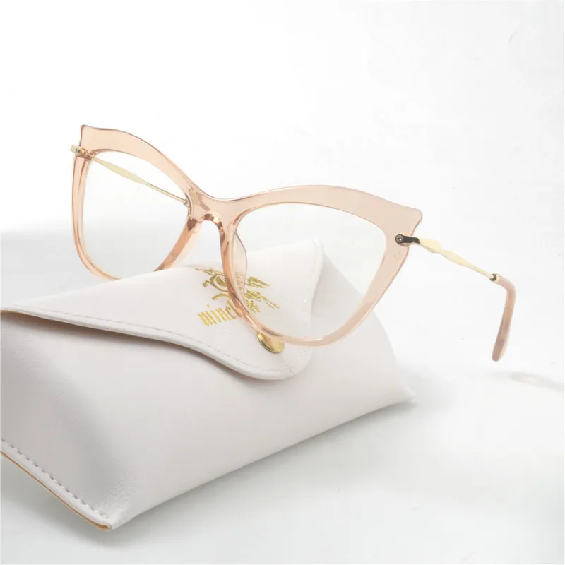 

2018 Pink Women Cat Glasses Frames Fashion Transparent Computer Glasses Trending Styles Optical Prescription Eyewear FML