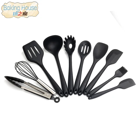 Cozinha do Agregado Ferramentas de Cozinha Utensílio de Cozinha de Silicone Resistente a Altas Familiar Cozinha Conjunto Temperaturas 10 Pçs – Set