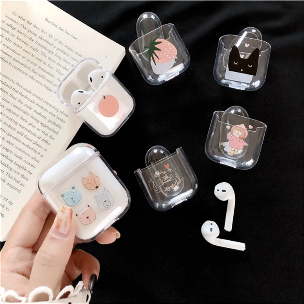 

Cute Cartoon PC Cases For AirPods Case Transparent hard Pattern Protective Cover Bluetooth Wireless Earphone Case For Airpods #4