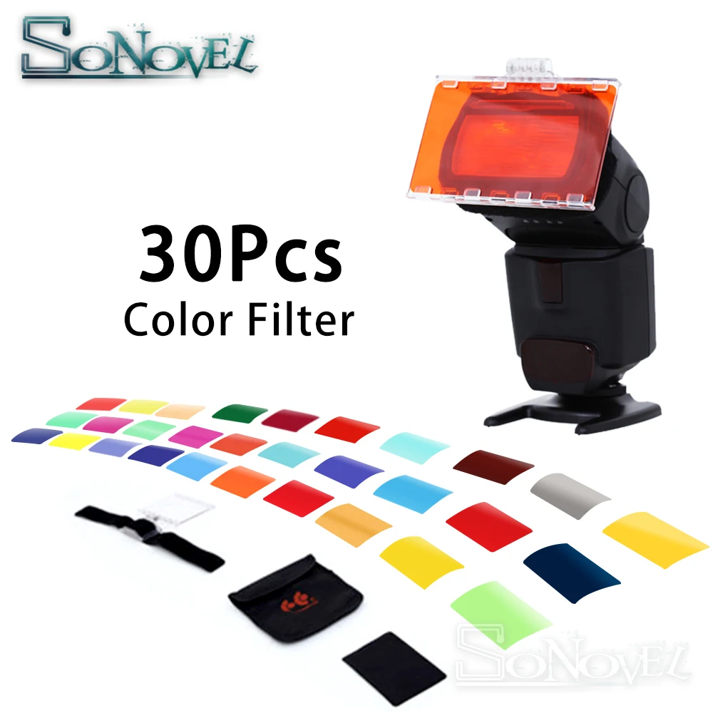 30 шт. фотовспышки цветные гелевые фильтры для Canon Godox Yongnuo камера фотографические гели фильтр Вспышка Speedlite Speedlight