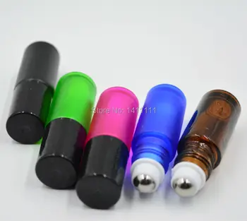 

Wholesale Thick 5ml 1/6oz ROLL ON Empty GLASS Bottle Fragrance ESSENTIAL OIL Metal Roller ball Green/Blue/Pink/Amber 1000pcs/Lot