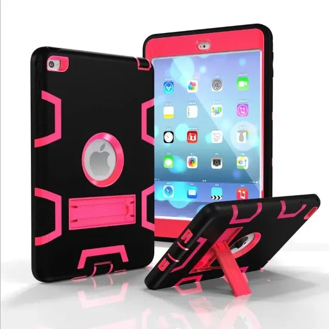 

New Protective Shell 3 in 1 Case For Apple iPad Mini 4 Case Cover Shockproof Heavy Duty Rubber With Hard Stand Case Cover Fundas