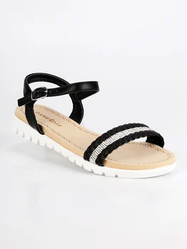 

Low sandals with rhinestone-black