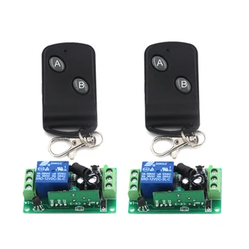 

High Quality Black Mini Radio Wireless Remote Control Switch 2Receiver&2Transmitter with Button Small Size 315/433mhz