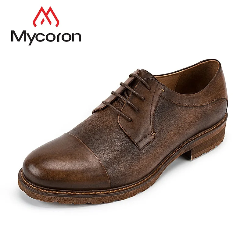 

MYCORON Men Boots Luxury Designers Leather Casual Lace-Up Men Single Shoes England New Leather Men Shoes Zapatos De Hombre