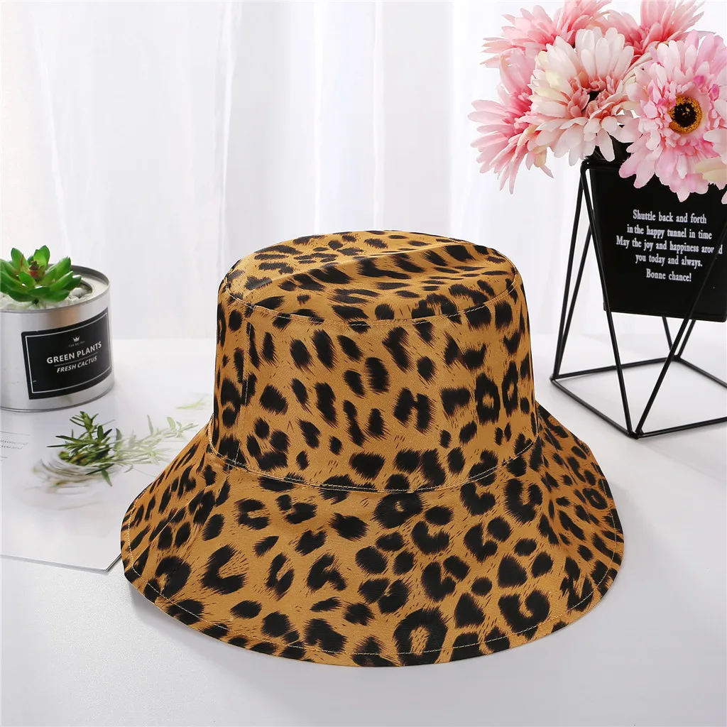 Модная леопардовая двухсторонняя Рыбацкая шляпа, тканевая Кепка, Женская корейская шляпа от солнца, Повседневная шляпа от солнца, gorras mujer# pingyou