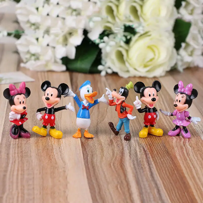 Экшн-фигурки Disney 6 шт./лот Микки Минни Дональд Дак Детская мультяшная игрушка