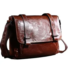 2016 New Fashion 100% Genuine Leather Men’s Bag Vintage Natural Cowskin Briefcase Men Crossbody Shoulder Bags Free Shipping
