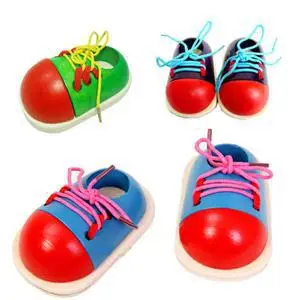 

2019 New Fashion Wooden Toy Learn How To Tie Shoelaces Toy Hand Coordination Development Toy