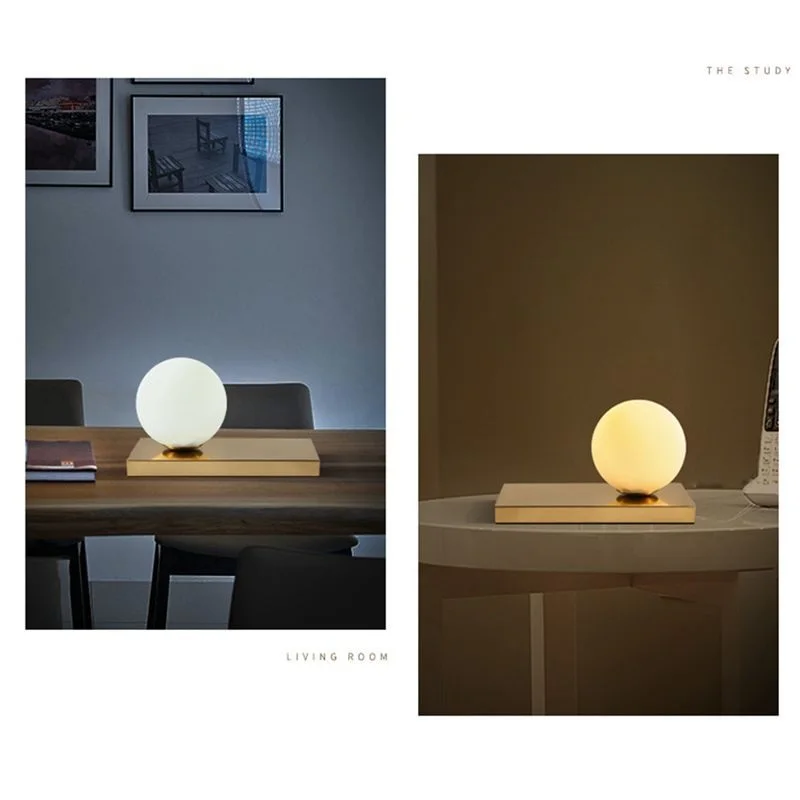 Modern LED Table Lamp Desk Bedside Lamp Light Shade Glass Ball Table Lamps for Bedroom Living Room Gold Designs (1)